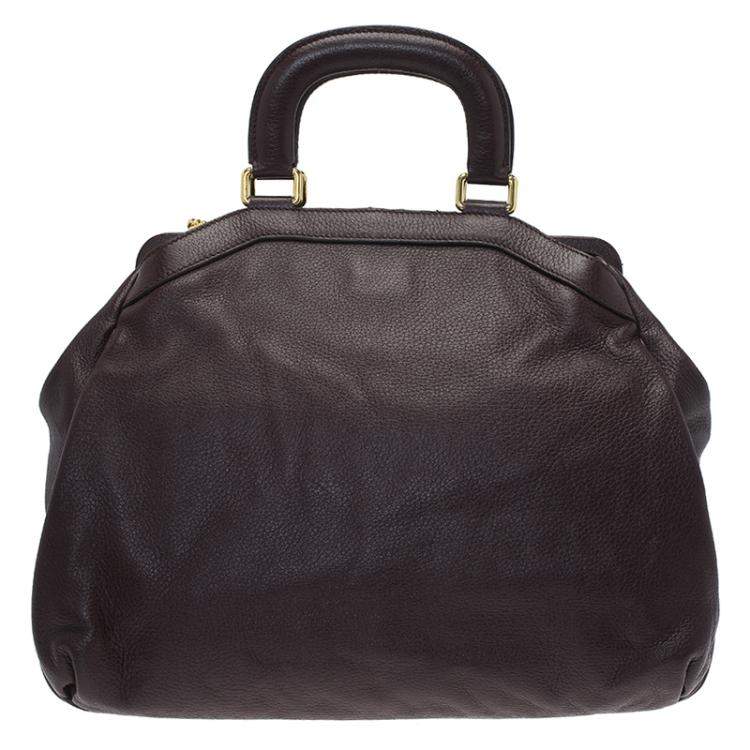 Pre Owned Dolce & Gabbana Choco Brown Leather Key Zipper Top Handle Bag