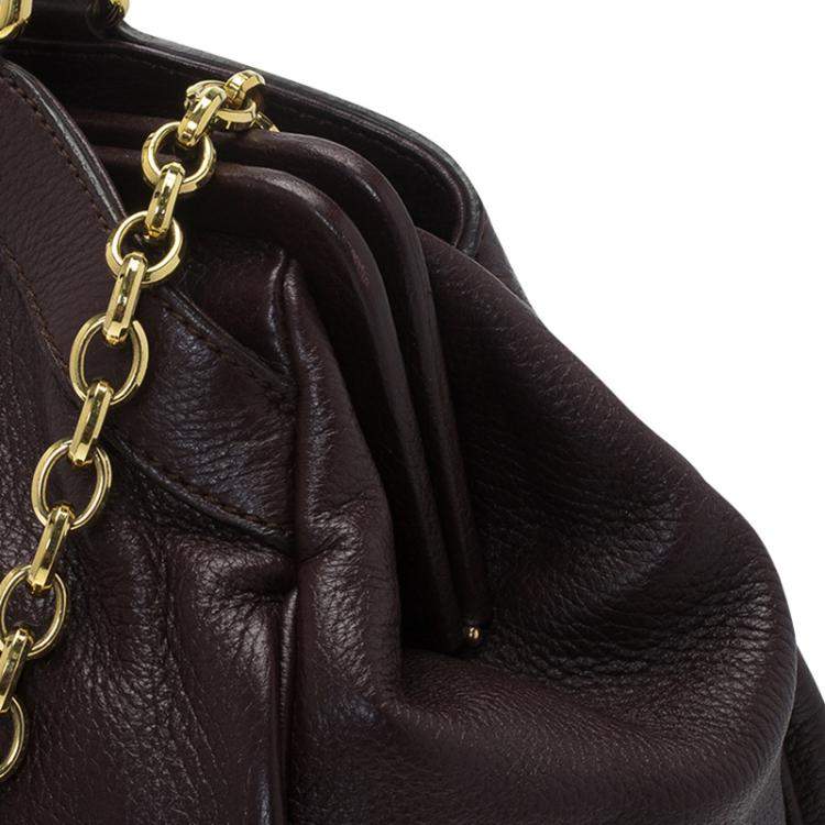 Pre Owned Dolce & Gabbana Choco Brown Leather Key Zipper Top Handle Bag
