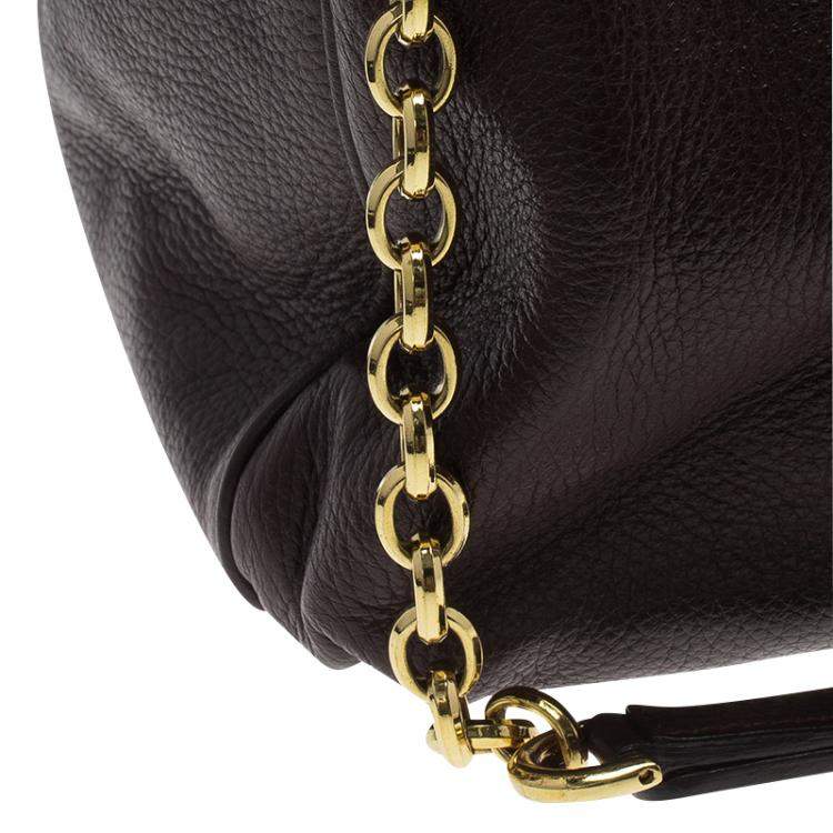 Pre Owned Dolce & Gabbana Choco Brown Leather Key Zipper Top Handle Bag