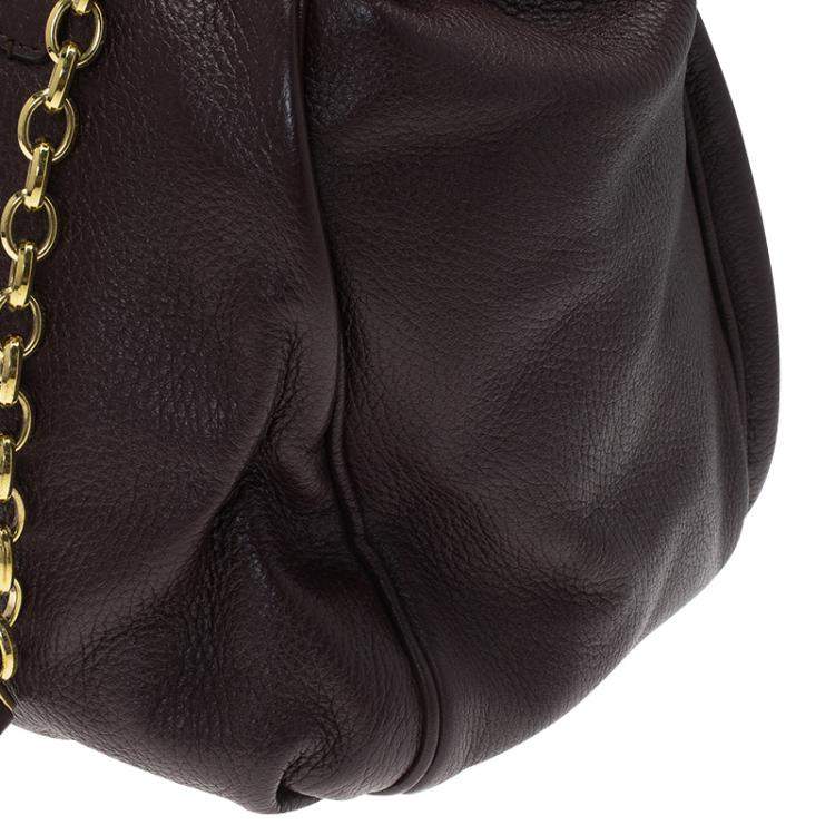 Pre Owned Dolce & Gabbana Choco Brown Leather Key Zipper Top Handle Bag