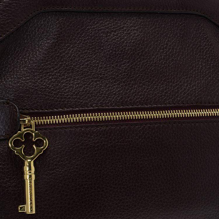 Pre Owned Dolce & Gabbana Choco Brown Leather Key Zipper Top Handle Bag