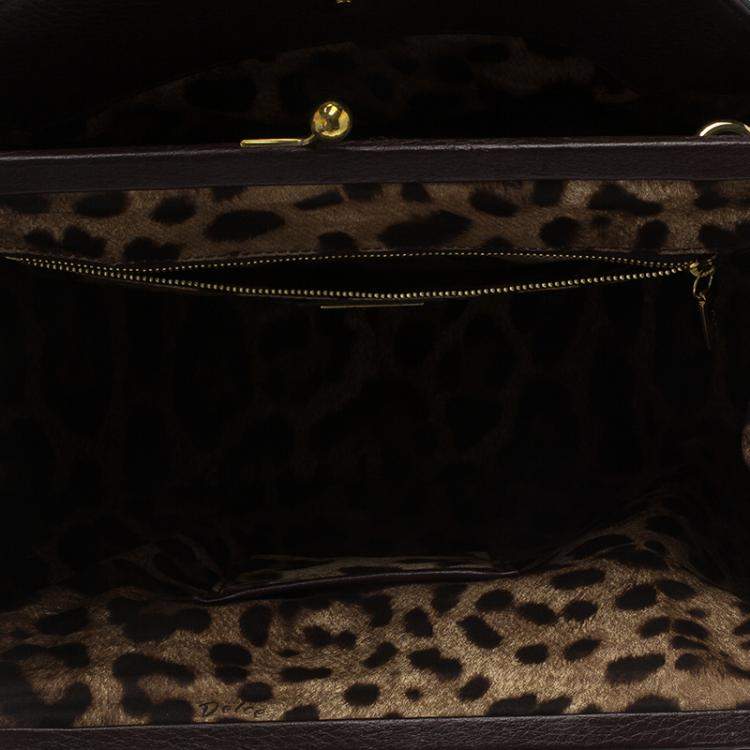 Pre Owned Dolce & Gabbana Choco Brown Leather Key Zipper Top Handle Bag