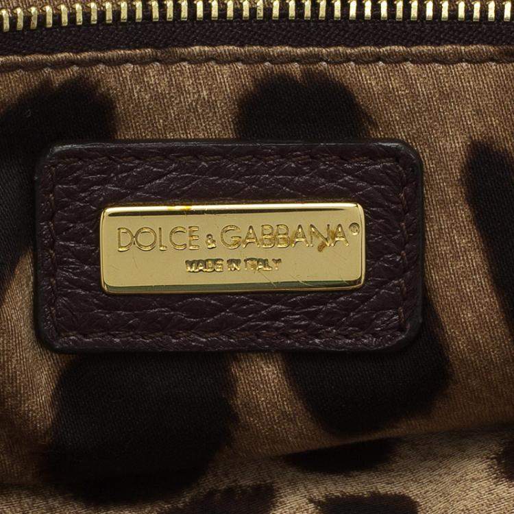 Pre Owned Dolce & Gabbana Choco Brown Leather Key Zipper Top Handle Bag