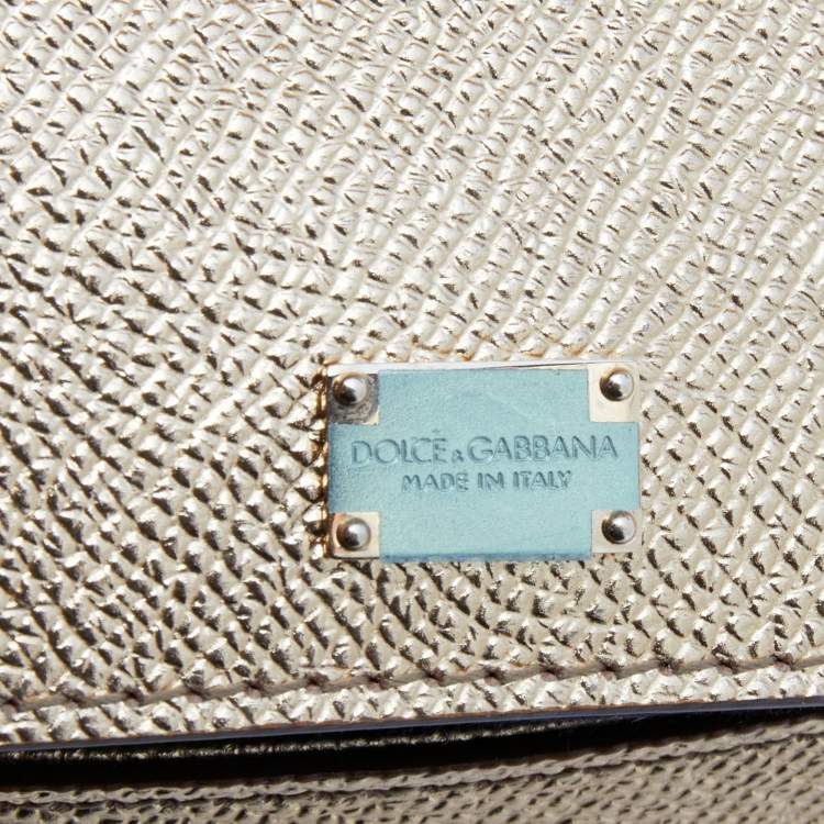 Pre Owned Dolce & Gabbana Metallic Gold Leather Medium Miss Sicily Top Handle Bag