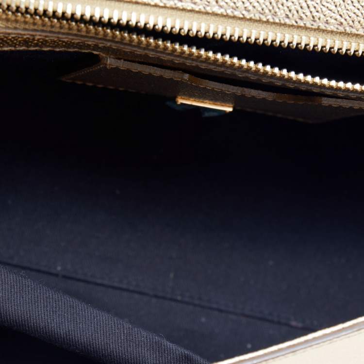 Pre Owned Dolce & Gabbana Metallic Gold Leather Medium Miss Sicily Top Handle Bag