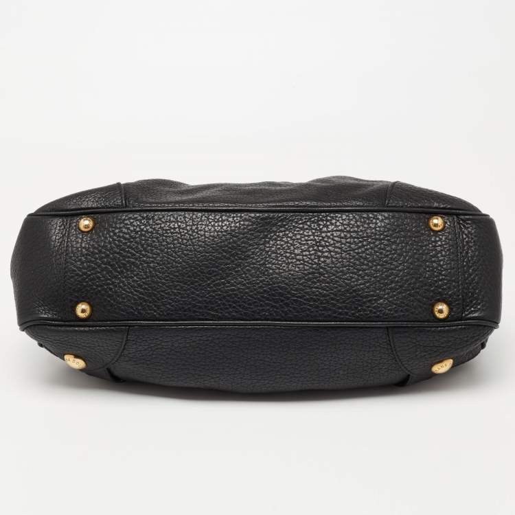 Pre Owned Dolce & Gabbana Black Leather DG Logo Satchel