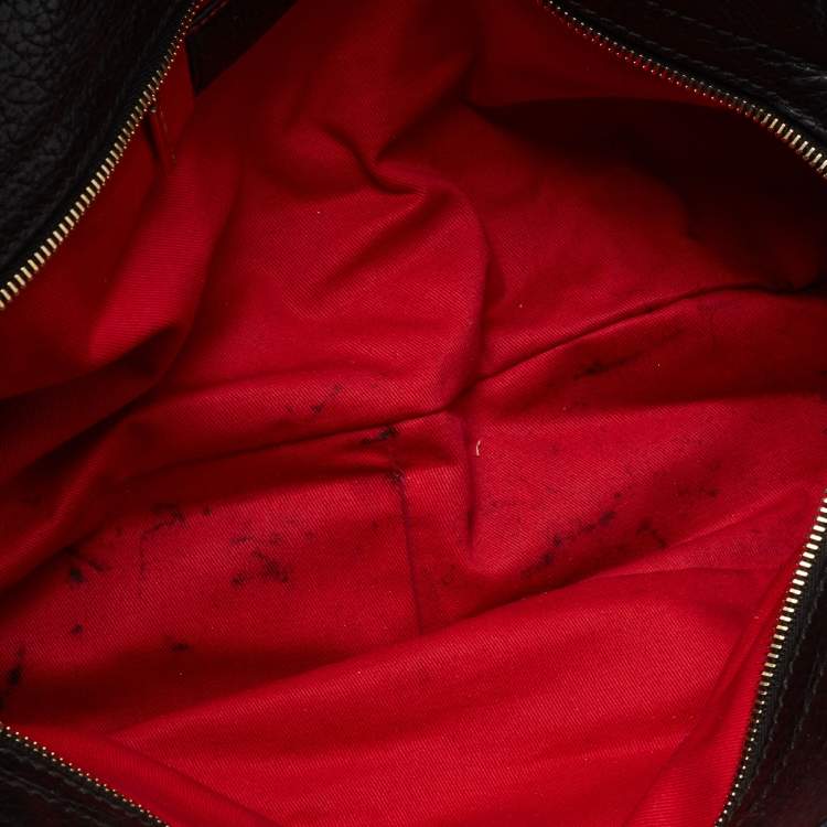Pre Owned Dolce & Gabbana Black Leather DG Logo Satchel