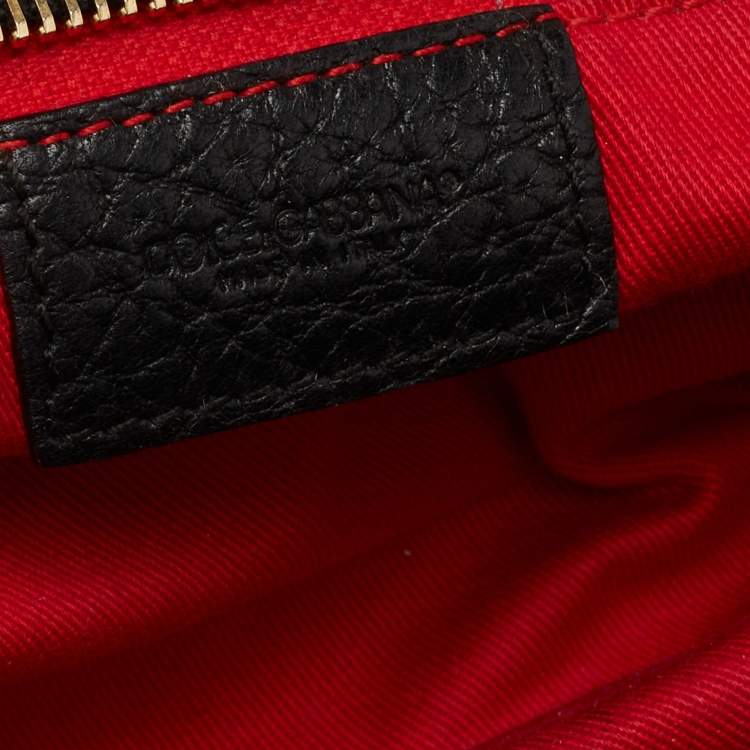 Pre Owned Dolce & Gabbana Black Leather DG Logo Satchel