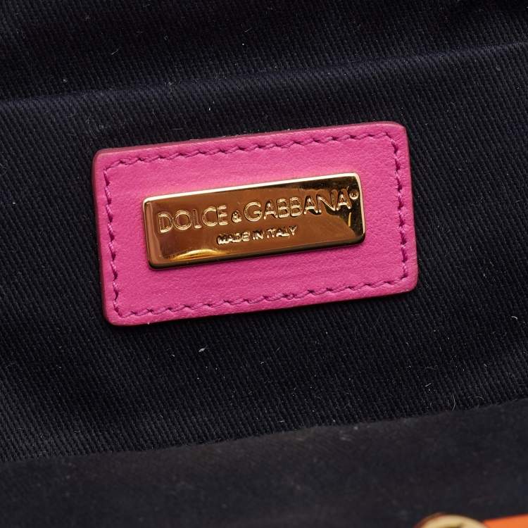 Pre Owned Dolce & Gabbana Multicolor Pony Hair And Sequin Lock Frame Chain Clutch