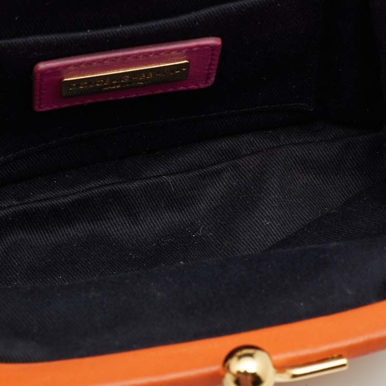 Pre Owned Dolce & Gabbana Multicolor Pony Hair And Sequin Lock Frame Chain Clutch