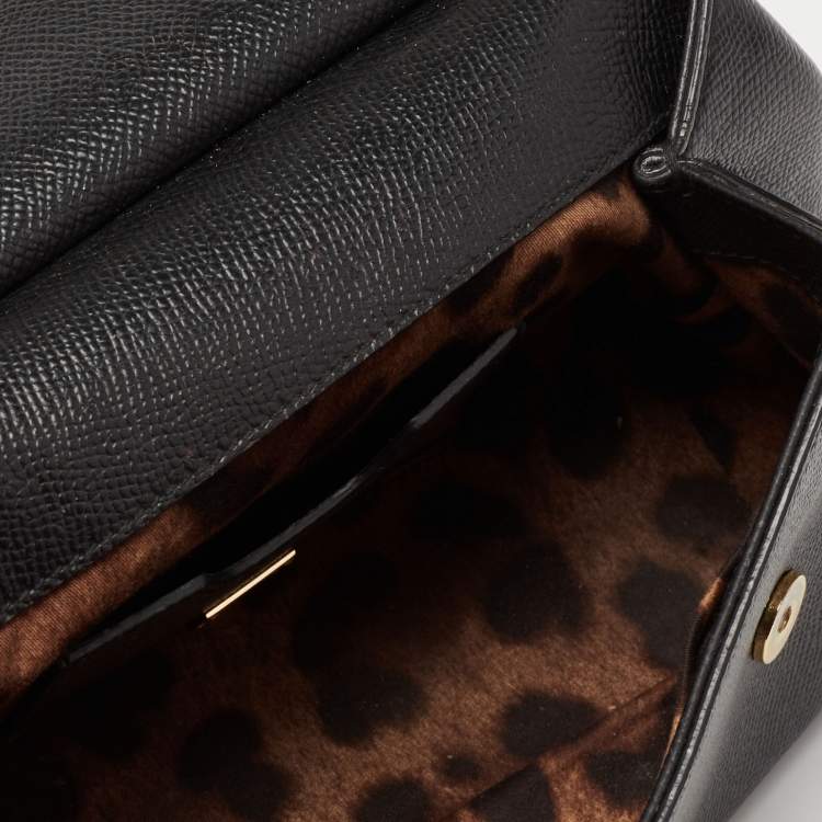 مملوكة مسبقًا Dolce & Gabbana Black Leather Small Miss Sicily Top Handle Bag