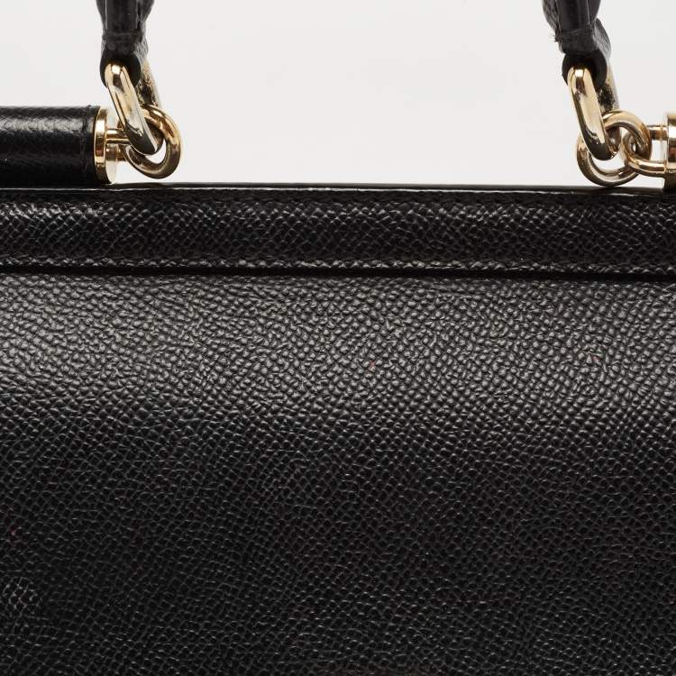 مملوكة مسبقًا Dolce & Gabbana Black Leather Small Miss Sicily Top Handle Bag