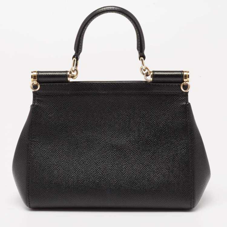مملوكة مسبقًا Dolce & Gabbana Black Leather Small Miss Sicily Top Handle Bag
