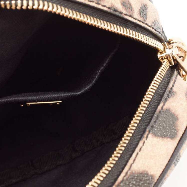 Pre Owned Dolce & Gabbana Beige/Brown Leopard Print Coated Canvas Glam Round Crossbody Bag