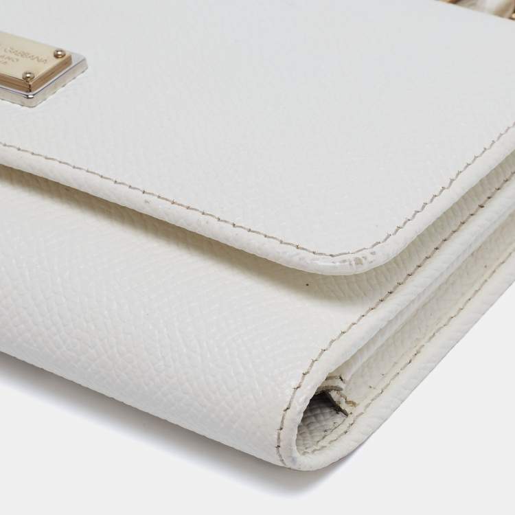 Pre Owned Dolce & Gabbana Off White Leather Miss Sicily Von Smartphone Bag