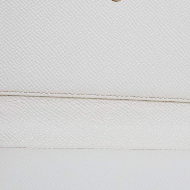 Pre Owned Dolce & Gabbana Off White Leather Miss Sicily Von Smartphone Bag