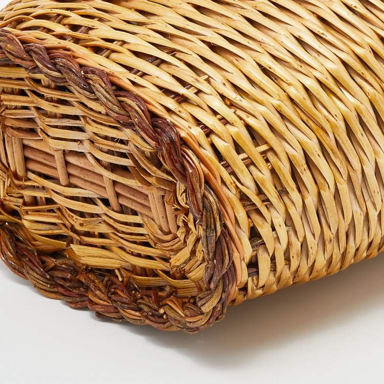 مملوكة مسبقًا Dolce & Gabbana Multicolor Straw And Dauphin Leather Wicker Bag