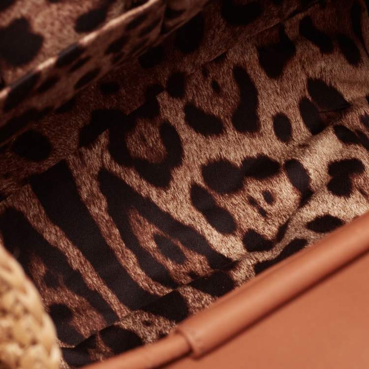 Pre Owned Dolce & Gabbana Multicolor Floral Applique Raffia Miss Dolce Top Handle Bag