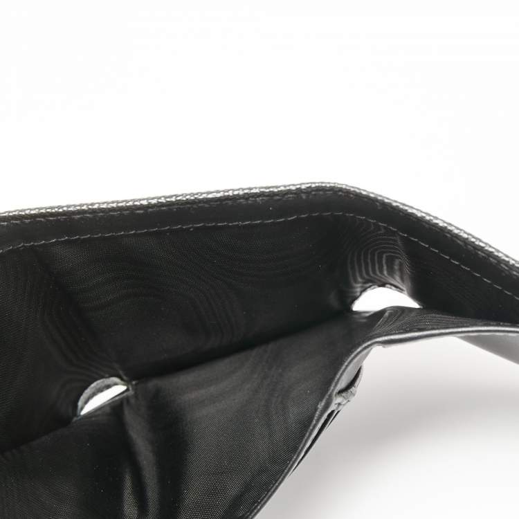 Pre Owned Dolce & Gabbana Black Leather DG Crystal Embellished Trifold Wallet