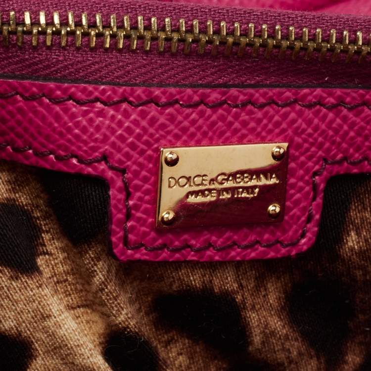 Pre Owned Dolce & Gabbana Pink Leather Large Miss Sicily Top Handle Bag