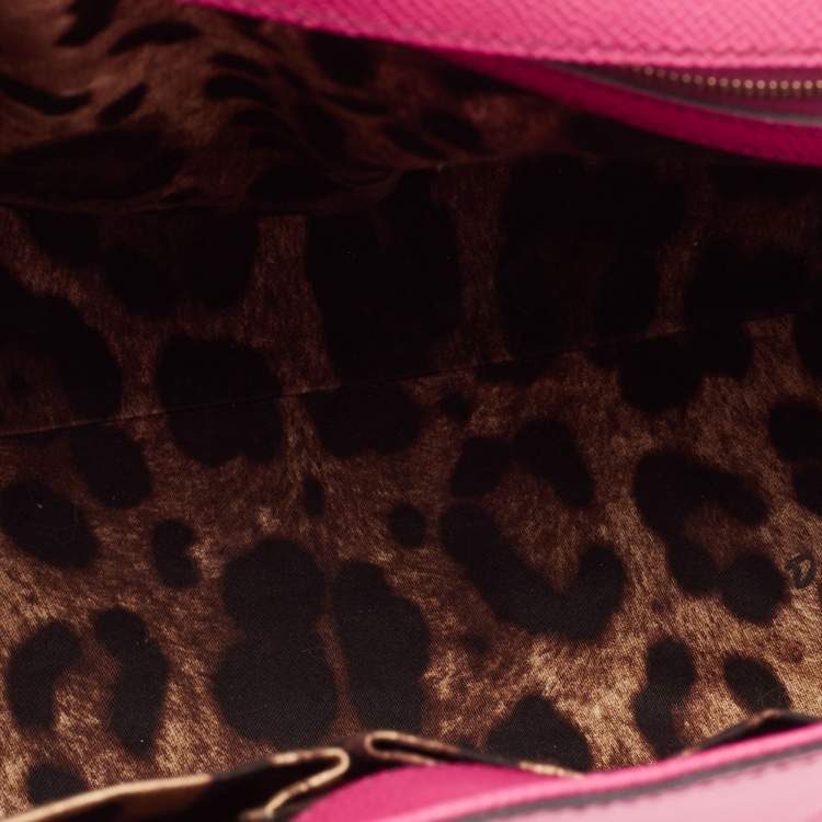 Pre Owned Dolce & Gabbana Pink Leather Large Miss Sicily Top Handle Bag