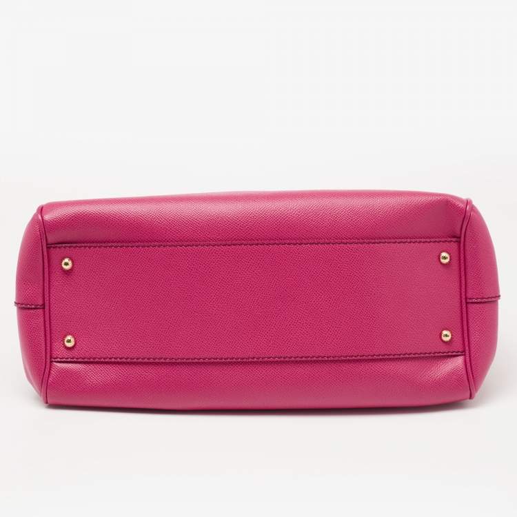 Pre Owned Dolce & Gabbana Pink Leather Large Miss Sicily Top Handle Bag