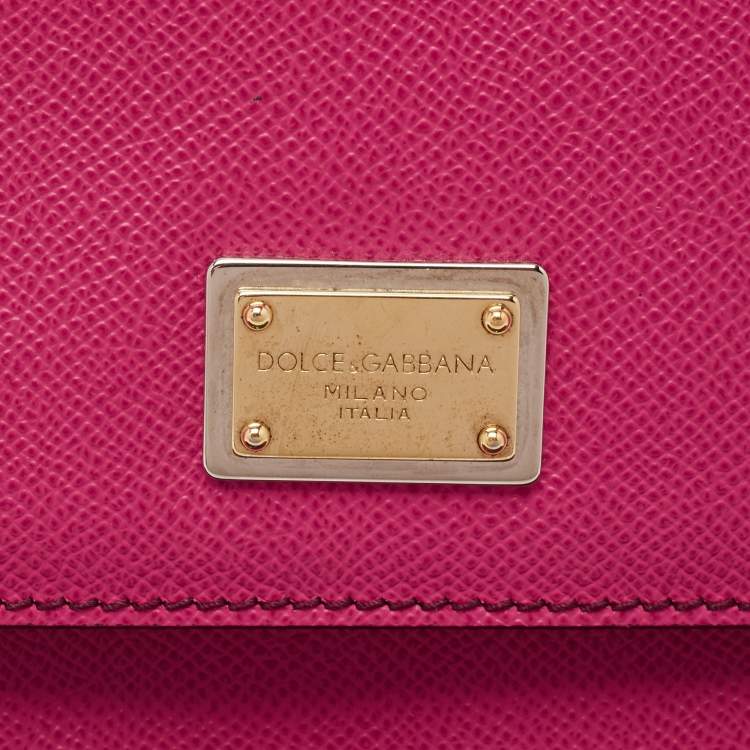 Pre Owned Dolce & Gabbana Pink Leather Large Miss Sicily Top Handle Bag