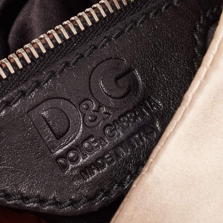 مملوكة مسبقًا Dolce and Gabbana Black/Beige Satin Bow Chain Clutch