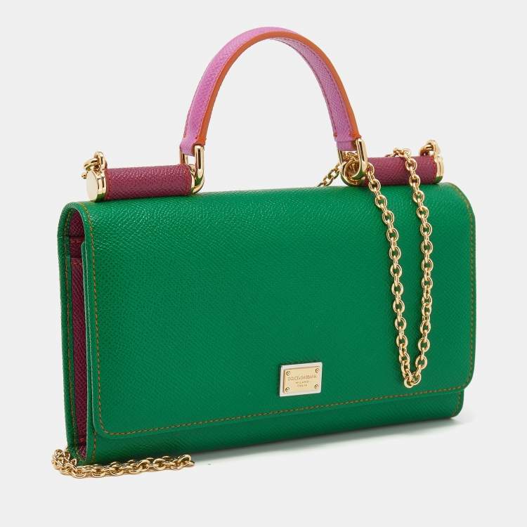 Pre Owned Dolce & Gabbana Multicolor Leather Miss Sicily Von Wallet on Chain