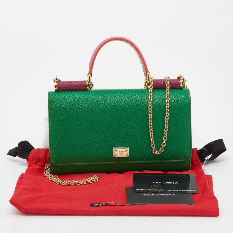 Pre Owned Dolce & Gabbana Multicolor Leather Miss Sicily Von Wallet on Chain