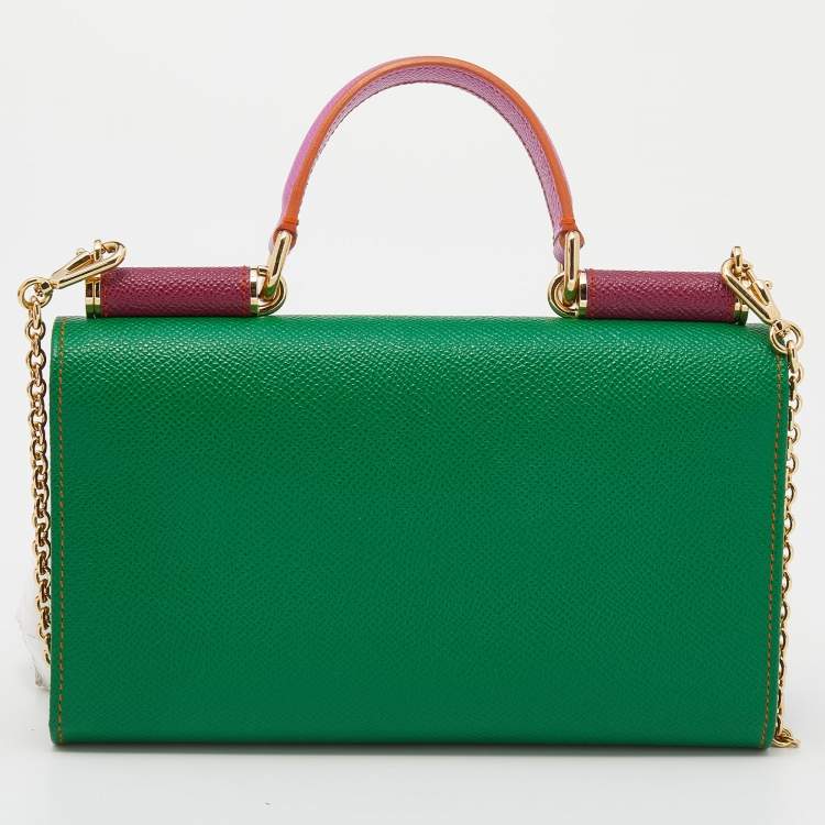 Pre Owned Dolce & Gabbana Multicolor Leather Miss Sicily Von Wallet on Chain