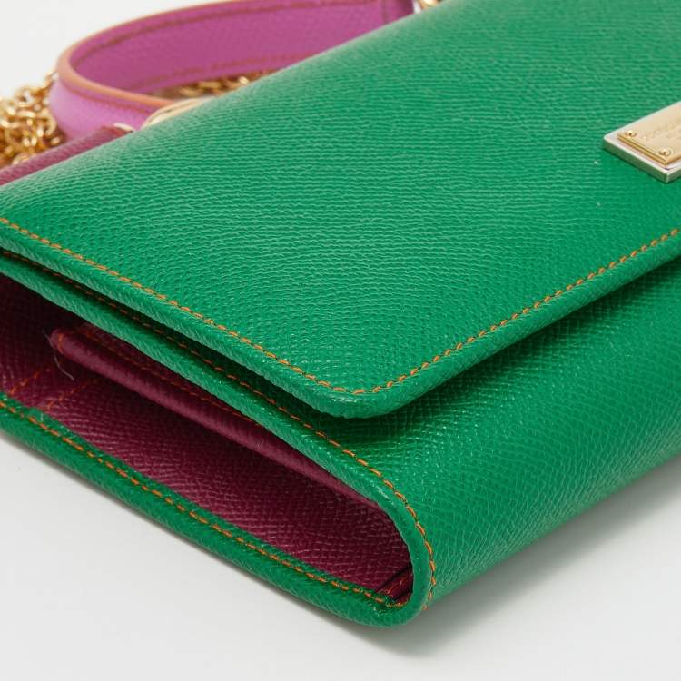 Pre Owned Dolce & Gabbana Multicolor Leather Miss Sicily Von Wallet on Chain