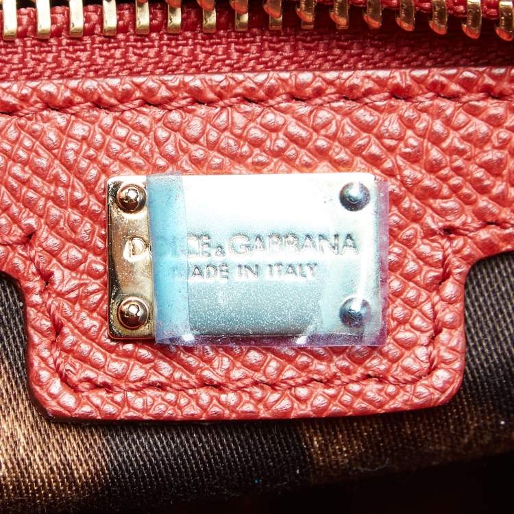 Pre Owned Dolce & Gabbana Red Leather Large Miss Sicily Top Handle Bag