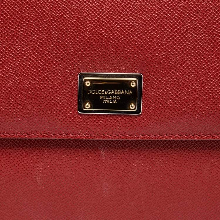 Pre Owned Dolce & Gabbana Red Leather Large Miss Sicily Top Handle Bag