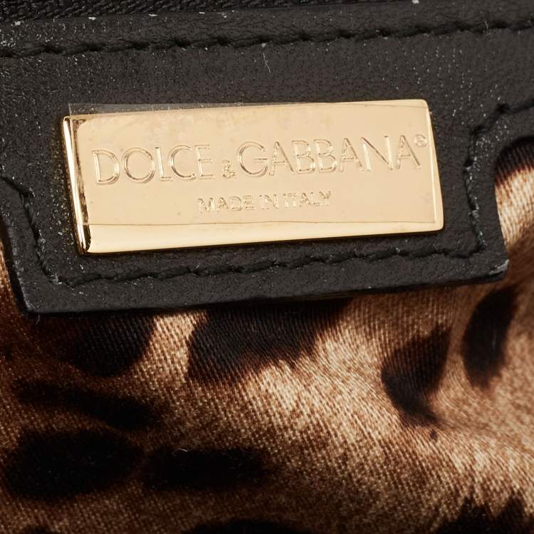 Pre Owned Dolce & Gabbana Eel Leather and Chinchilla Fur Medium Miss Sicily Top Handle Bag