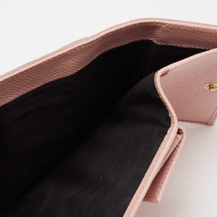 Pre Owned Dolce & Gabbana Pink Lizard Embossed Leather Trifold Wallet