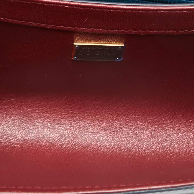 مملوكة مسبقًا Dolce & Gabbana Blue Velvet and Lizard Embossed Leather DG Girls Shoulder Bag