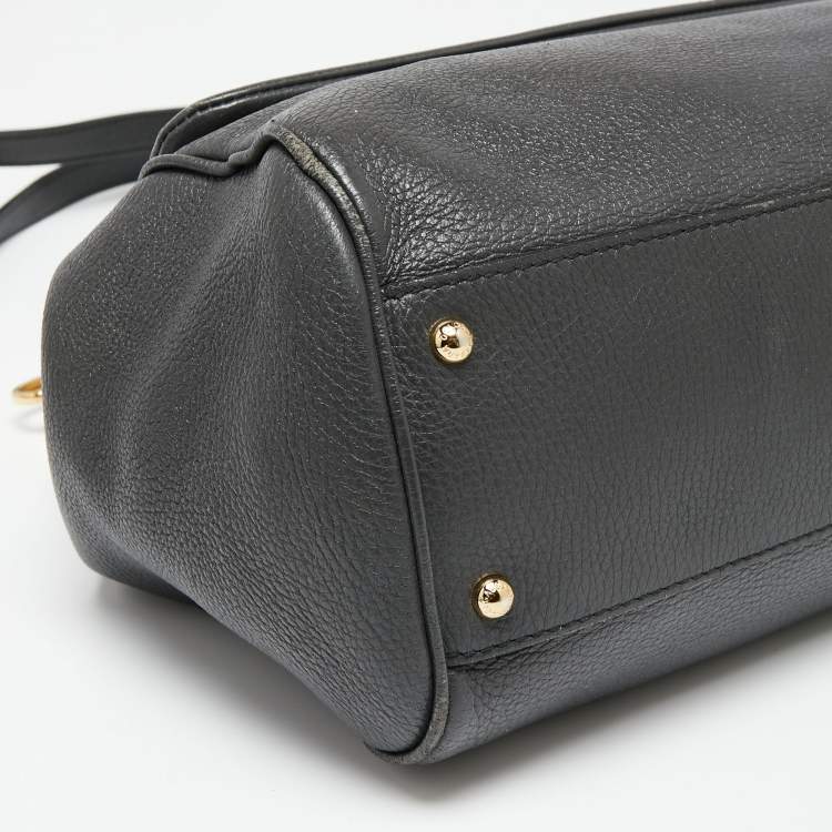 مملوكة مسبقًا Dolce & Gabbana Grey Leather Large Miss Sicily Top Handle Bag