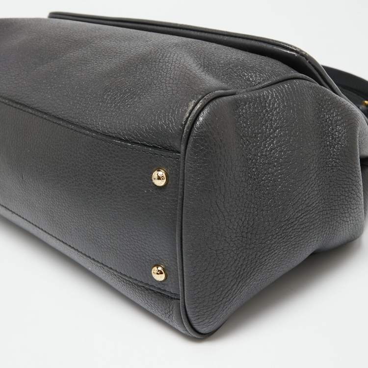 مملوكة مسبقًا Dolce & Gabbana Grey Leather Large Miss Sicily Top Handle Bag