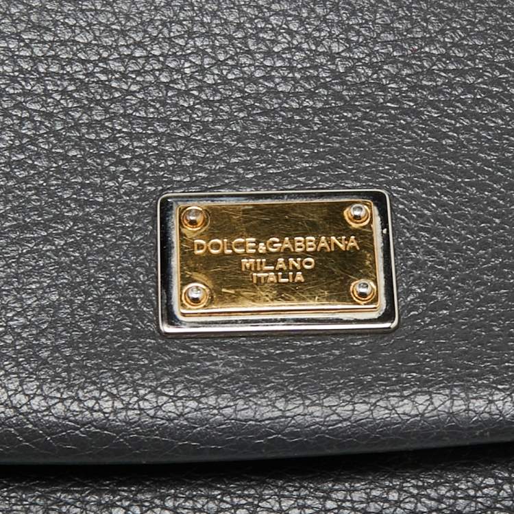 مملوكة مسبقًا Dolce & Gabbana Grey Leather Large Miss Sicily Top Handle Bag