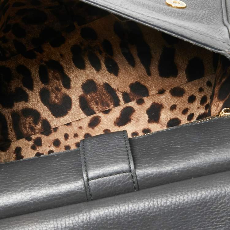 مملوكة مسبقًا Dolce & Gabbana Grey Leather Large Miss Sicily Top Handle Bag