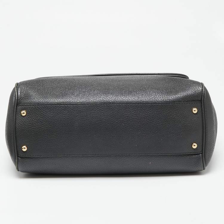 مملوكة مسبقًا Dolce & Gabbana Grey Leather Large Miss Sicily Top Handle Bag