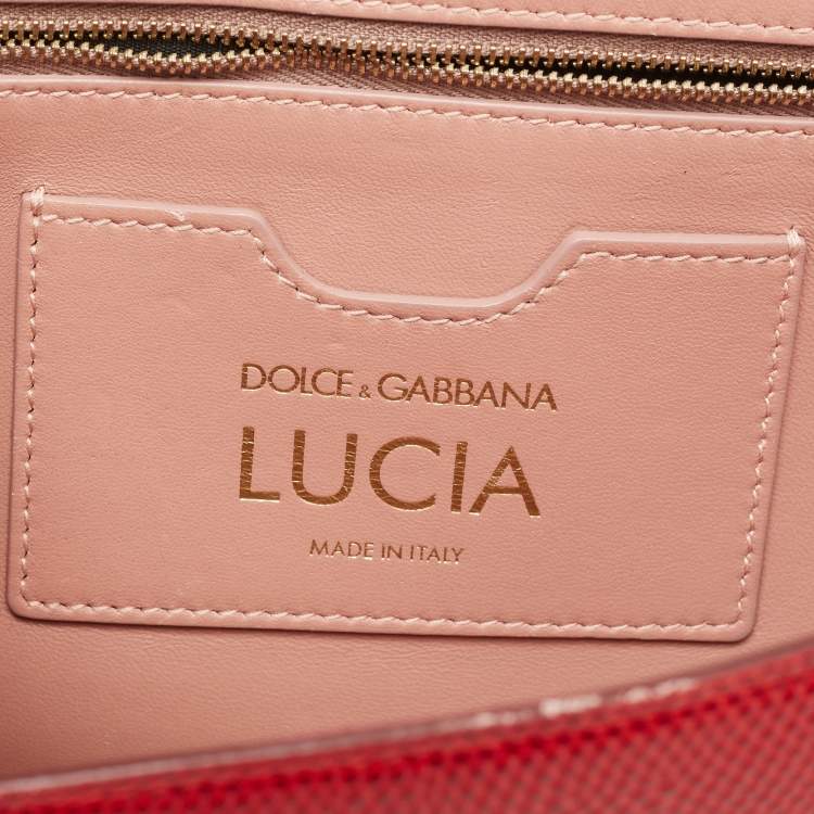 مملوكة مسبقًا Dolce & Gabbana Red Lizard Embossed Leather Lucia Shoulder Bag