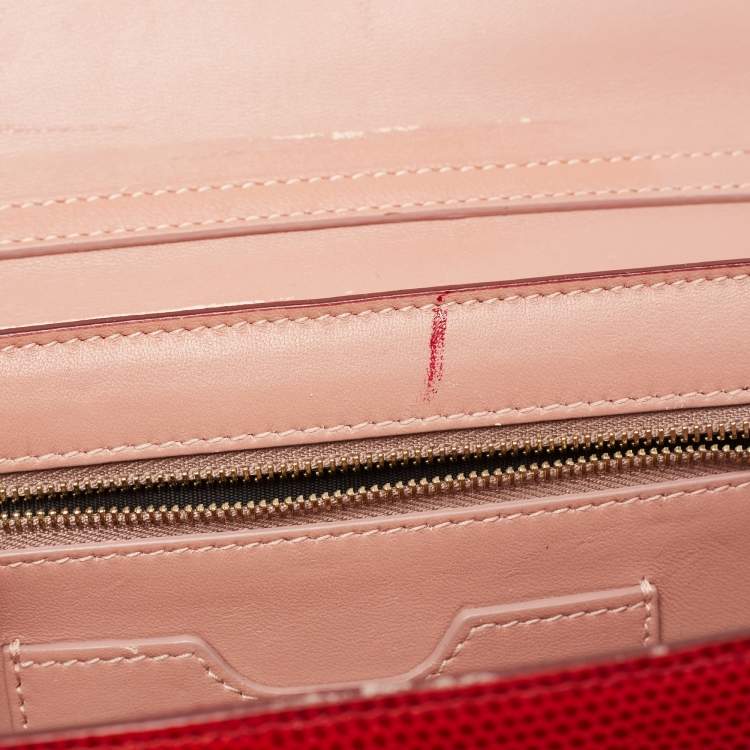 مملوكة مسبقًا Dolce & Gabbana Red Lizard Embossed Leather Lucia Shoulder Bag