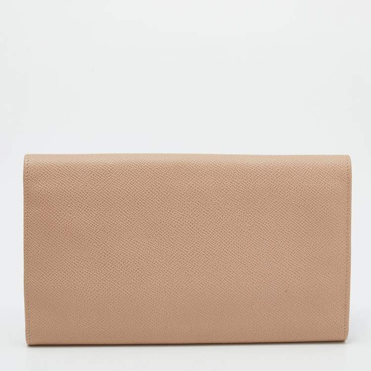 Pre Owned Dolce & Gabbana Beige Leather Long Trifold Wallet