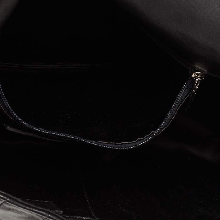 Pre Owned Dolce & Gabbana Black/Gold Stripe Leather Miss Charleston Shoulder Bag