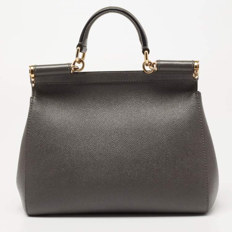Pre Owned Dolce & Gabbana Grey Leather Medium Miss Sicily Bag