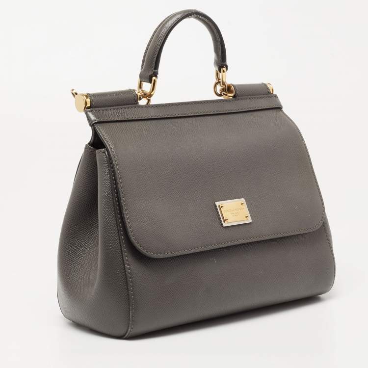 Pre Owned Dolce & Gabbana Grey Leather Medium Miss Sicily Bag