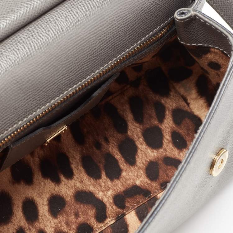 Pre Owned Dolce & Gabbana Grey Leather Medium Miss Sicily Bag