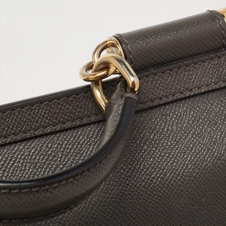 Pre Owned Dolce & Gabbana Grey Leather Medium Miss Sicily Bag
